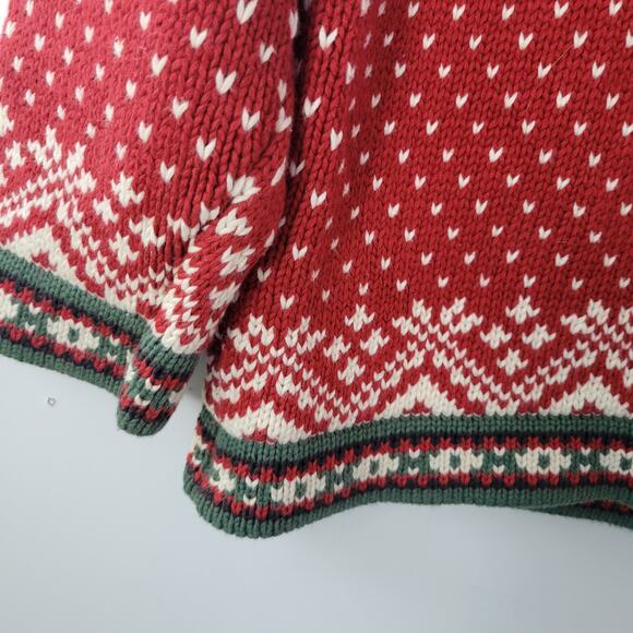 LL Bean Heavy Knit Button Cardigan Nordic Fair Isle Snowflake Sweater Australia - Picture 4 of 9